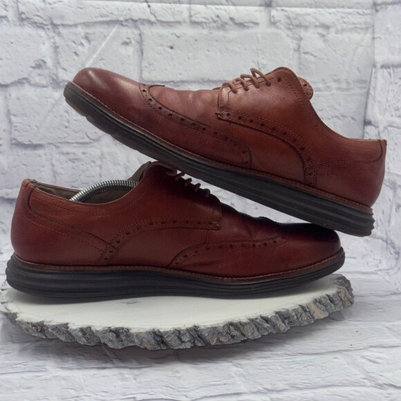 Cole Haan Men's OriginalGrand Wingtip Leather Oxford Woodbury Java C26472 SZ 12M - Picture 7 of 10
